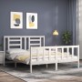 Estructura de cama con cabecero madera maciza blanco 160x200 cm de vidaXL, Camas y somieres - Ref: Foro24-3192892, Precio: 14...