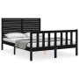 Estructura de cama con cabecero madera maciza negro 140x190 cm de vidaXL, Camas y somieres - Ref: Foro24-3193190, Precio: 203...