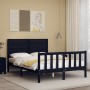 Estructura de cama con cabecero madera maciza negro 140x190 cm de vidaXL, Camas y somieres - Ref: Foro24-3193190, Precio: 203...