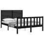 Estructura de cama con cabecero madera maciza negro 140x190 cm de vidaXL, Camas y somieres - Ref: Foro24-3193190, Precio: 203...