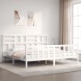 Estructura de cama con cabecero madera maciza blanco 200x200 cm de vidaXL, Camas y somieres - Ref: Foro24-3193097, Precio: 15...