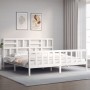 Estructura de cama con cabecero madera maciza blanco 200x200 cm de vidaXL, Camas y somieres - Ref: Foro24-3193097, Precio: 15...