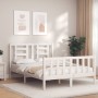 Estructura de cama con cabecero madera maciza blanco 120x200 cm de vidaXL, Camas y somieres - Ref: Foro24-3192877, Precio: 12...
