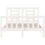 Estructura de cama con cabecero madera maciza blanco 120x200 cm de vidaXL, Camas y somieres - Ref: Foro24-3192877, Precio: 12...
