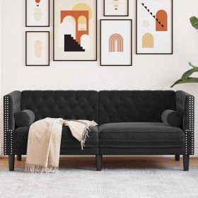 Sofá Negro 174 x 74,5 x 70,5 cm Terciopelo en Sofás | Comprar online en Foru.es