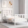Estructura de cama con cabecero madera maciza blanco de vidaXL, Camas y somieres - Ref: Foro24-3193042, Precio: 101,24 €, Des...