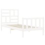 Estructura de cama con cabecero madera maciza blanco de vidaXL, Camas y somieres - Ref: Foro24-3193042, Precio: 101,24 €, Des...