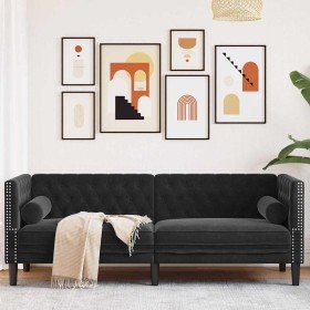 Sofá Negro 194 x 74,5 x 70,5 cm Terciopelo en Sofás | Comprar online en Foru.es