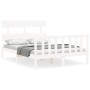 Estructura cama de matrimonio con cabecero madera maciza blanco de vidaXL, Camas y somieres - Ref: Foro24-3193242, Precio: 12...