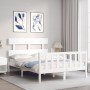 Estructura cama de matrimonio con cabecero madera maciza blanco de vidaXL, Camas y somieres - Ref: Foro24-3193242, Precio: 12...
