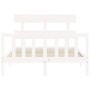 Estructura cama de matrimonio con cabecero madera maciza blanco de vidaXL, Camas y somieres - Ref: Foro24-3193242, Precio: 12...