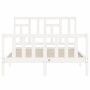 Estructura de cama con cabecero madera maciza blanco 120x200 cm de vidaXL, Camas y somieres - Ref: Foro24-3193137, Precio: 12...