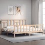 Estructura de cama con cabecero madera maciza 200x200 cm de vidaXL, Camas y somieres - Ref: Foro24-3193161, Precio: 141,79 €,...