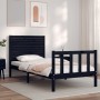 Estructura de cama individual con cabecero madera maciza negro de vidaXL, Camas y somieres - Ref: Foro24-3193170, Precio: 136...