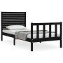 Estructura de cama individual con cabecero madera maciza negro de vidaXL, Camas y somieres - Ref: Foro24-3193170, Precio: 136...