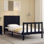 Estructura de cama individual con cabecero madera maciza negro de vidaXL, Camas y somieres - Ref: Foro24-3193170, Precio: 136...