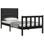 Estructura de cama individual con cabecero madera maciza negro de vidaXL, Camas y somieres - Ref: Foro24-3193170, Precio: 136...
