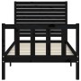 Estructura de cama individual con cabecero madera maciza negro de vidaXL, Camas y somieres - Ref: Foro24-3193170, Precio: 136...