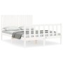 Estructura de cama con cabecero madera maciza blanco 140x200 cm de vidaXL, Camas y somieres - Ref: Foro24-3192947, Precio: 15...