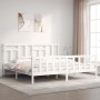 Estructura de cama con cabecero madera maciza blanco 200x200 cm de vidaXL, Camas y somieres - Ref: Foro24-3193162, Precio: 15...