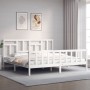 Estructura de cama con cabecero madera maciza blanco 200x200 cm de vidaXL, Camas y somieres - Ref: Foro24-3193162, Precio: 15...