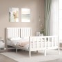 Estructura cama de matrimonio con cabecero madera maciza blanco de vidaXL, Camas y somieres - Ref: Foro24-3192917, Precio: 13...
