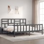 Estructura de cama con cabecero madera maciza gris 200x200 cm de vidaXL, Camas y somieres - Ref: Foro24-3193098, Precio: 171,...