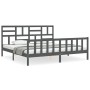Estructura de cama con cabecero madera maciza gris 200x200 cm de vidaXL, Camas y somieres - Ref: Foro24-3193098, Precio: 171,...