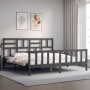 Estructura de cama con cabecero madera maciza gris 200x200 cm de vidaXL, Camas y somieres - Ref: Foro24-3193098, Precio: 171,...