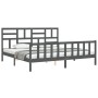 Estructura de cama con cabecero madera maciza gris 200x200 cm de vidaXL, Camas y somieres - Ref: Foro24-3193098, Precio: 171,...