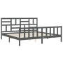 Estructura de cama con cabecero madera maciza gris 200x200 cm de vidaXL, Camas y somieres - Ref: Foro24-3193098, Precio: 171,...