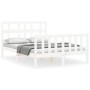Estructura cama de matrimonio con cabecero madera maciza blanco de vidaXL, Camas y somieres - Ref: Foro24-3192982, Precio: 12...