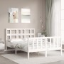 Estructura cama de matrimonio con cabecero madera maciza blanco de vidaXL, Camas y somieres - Ref: Foro24-3192982, Precio: 12...