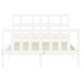 Estructura cama de matrimonio con cabecero madera maciza blanco de vidaXL, Camas y somieres - Ref: Foro24-3192982, Precio: 12...