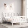 Estructura cama de matrimonio con cabecero madera maciza blanco de vidaXL, Camas y somieres - Ref: Foro24-3193112, Precio: 12...