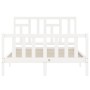 Estructura cama de matrimonio con cabecero madera maciza blanco de vidaXL, Camas y somieres - Ref: Foro24-3193112, Precio: 12...
