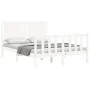 White solid wood bed frame with headboard 140x190 cm by vidaXL, Beds and slatted bases - Ref: Foro24-3192927, Price: 158,79 €...