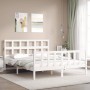 Estructura de cama con cabecero madera maciza blanco 160x200 cm de vidaXL, Camas y somieres - Ref: Foro24-3193022, Precio: 14...