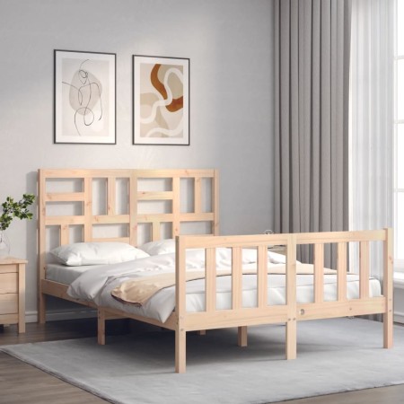 Estructura de cama de matrimonio con cabecero madera maciza de vidaXL, Camas y somieres - Ref: Foro24-3193046, Precio: 116,78...