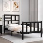 Estructura de cama con cabecero madera maciza negro 100x200 cm de vidaXL, Camas y somieres - Ref: Foro24-3193070, Precio: 138...