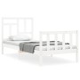 Estructura de cama con cabecero madera maciza blanco 90x200 cm de vidaXL, Camas y somieres - Ref: Foro24-3193127, Precio: 95,...