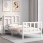 Estructura de cama con cabecero madera maciza blanco 90x200 cm de vidaXL, Camas y somieres - Ref: Foro24-3193127, Precio: 95,...
