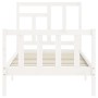 Estructura de cama con cabecero madera maciza blanco 90x200 cm de vidaXL, Camas y somieres - Ref: Foro24-3193127, Precio: 95,...