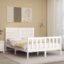Estructura de cama con cabecero madera maciza blanco 120x200 cm de vidaXL, Camas y somieres - Ref: Foro24-3193202, Precio: 15...