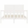 Estructura de cama con cabecero madera maciza blanco 120x200 cm de vidaXL, Camas y somieres - Ref: Foro24-3193202, Precio: 15...