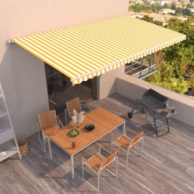 Toldo retráctil manual amarillo y blanco 600x350 cm en Toldos | Comprar online en Foru.es
