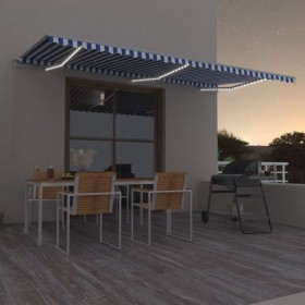 Toldo manual retráctil con LED azul y blanco 600x350 cm en Toldos | Comprar online en Foru.es