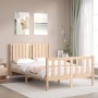 Estructura de cama de matrimonio con cabecero madera maciza de vidaXL, Camas y somieres - Ref: Foro24-3192916, Precio: 122,02...