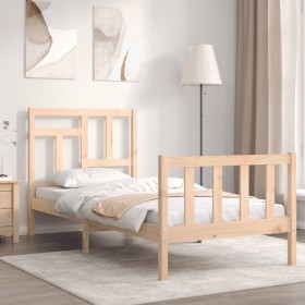 Estructura de cama con cabecero madera maciza de vidaXL, Camas y somieres - Ref: Foro24-3193106, Precio: 90,59 €, Descuento: %