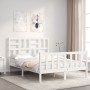 Estructura de cama con cabecero madera maciza blanco 120x200 cm de vidaXL, Camas y somieres - Ref: Foro24-3193072, Precio: 12...